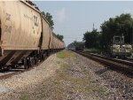 Grain cars on siding into Grain Elevator looking South